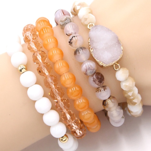 Jewelry - 174-Semi Precious Stone Stretch Bracelets-5pcs